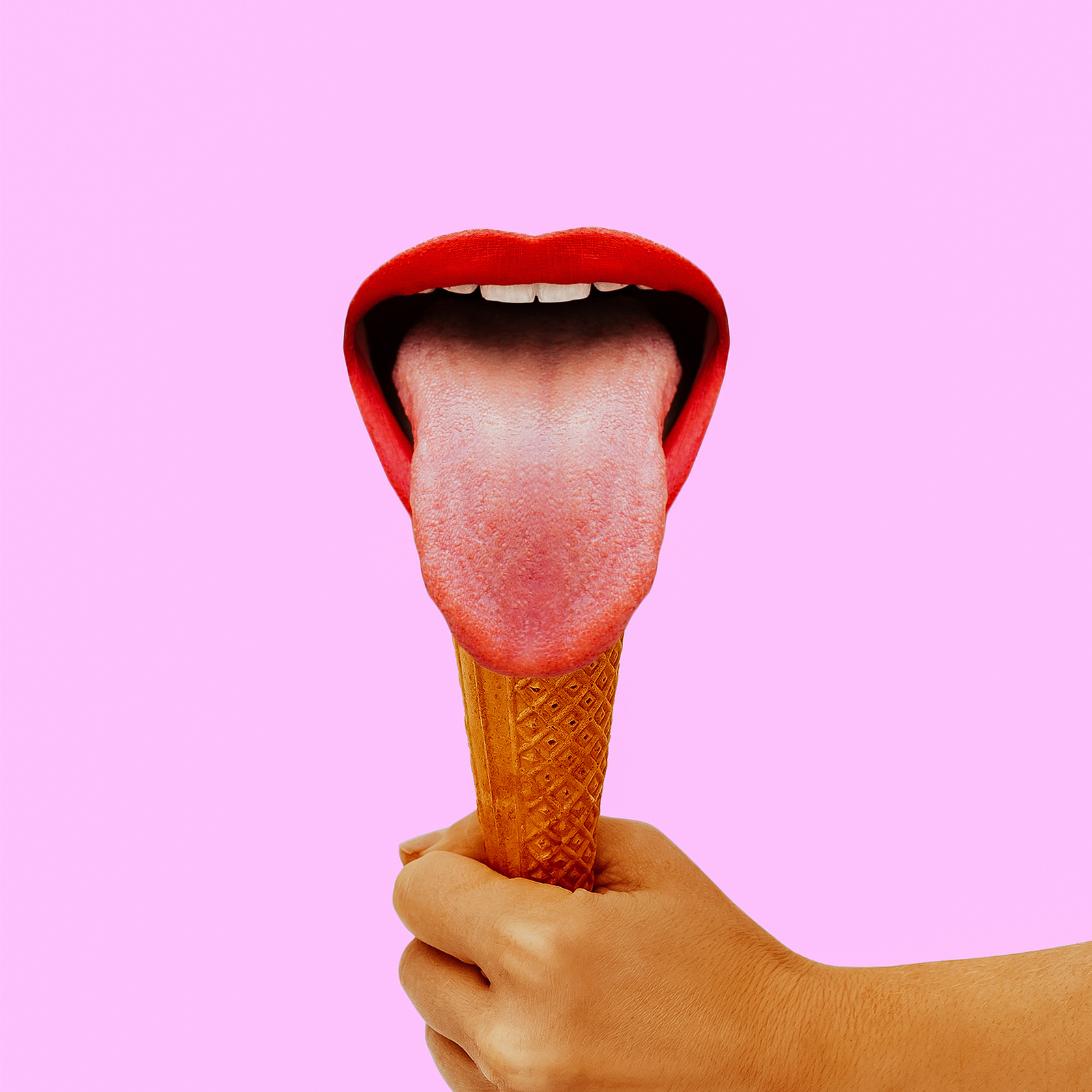 Contemporary Art Collage Mouth with Tongue